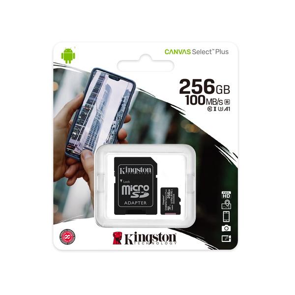 Muistikortti Kingston MicroSD 256GB + adapteri