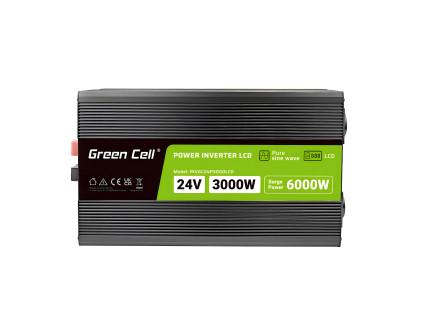 Green Cell puhdas siniaalto invertteri 3000W 24V LCD-näytöllä