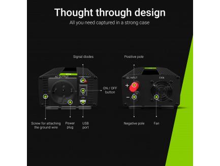 Green Cell puhdas siniaalto invertteri 300W 24V