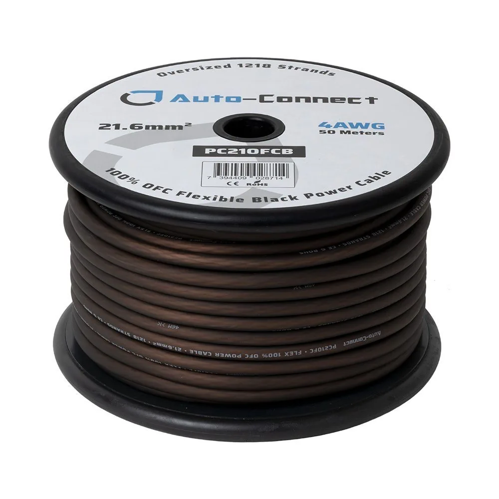 Virtakaapeli 21mm2 Auto-Connect 50m (musta)