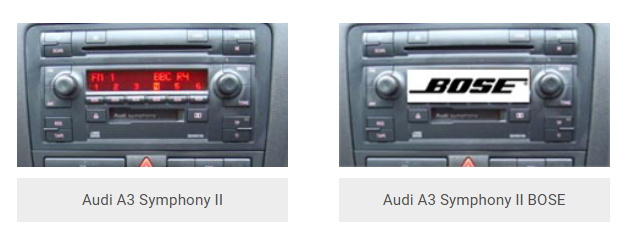 Audi A3 Symphony II ja Symphony II BOSE alkuperäissoittimet – Stinger iE268E yhteensopivuus
