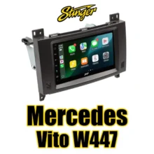 Stinger iE268E -multimediasoitin Mercedes-Benz Vito W447 -asennuskehyksellä